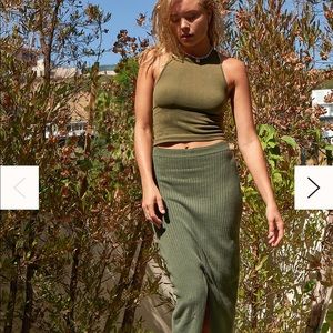 Green fitted midi skirt from free people